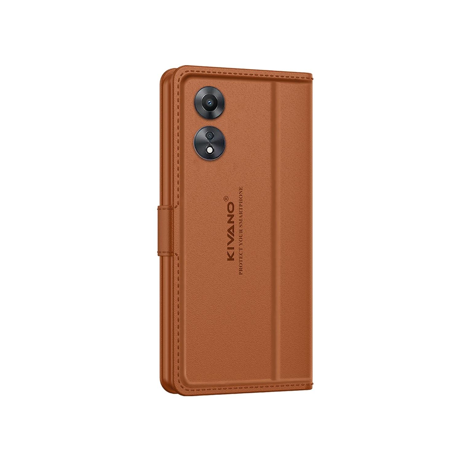 Leather Wallet Case for Oppo A78 5G / Oppo A58 5G ?Stylish Flip Folio Cover with Card Holder, Stand -KIVANO LUXE - Aibex